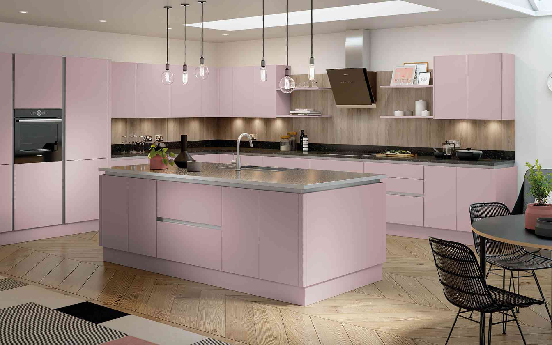 True Handleless Kitchen in Cassina Heritage Pink from Better Kitchens