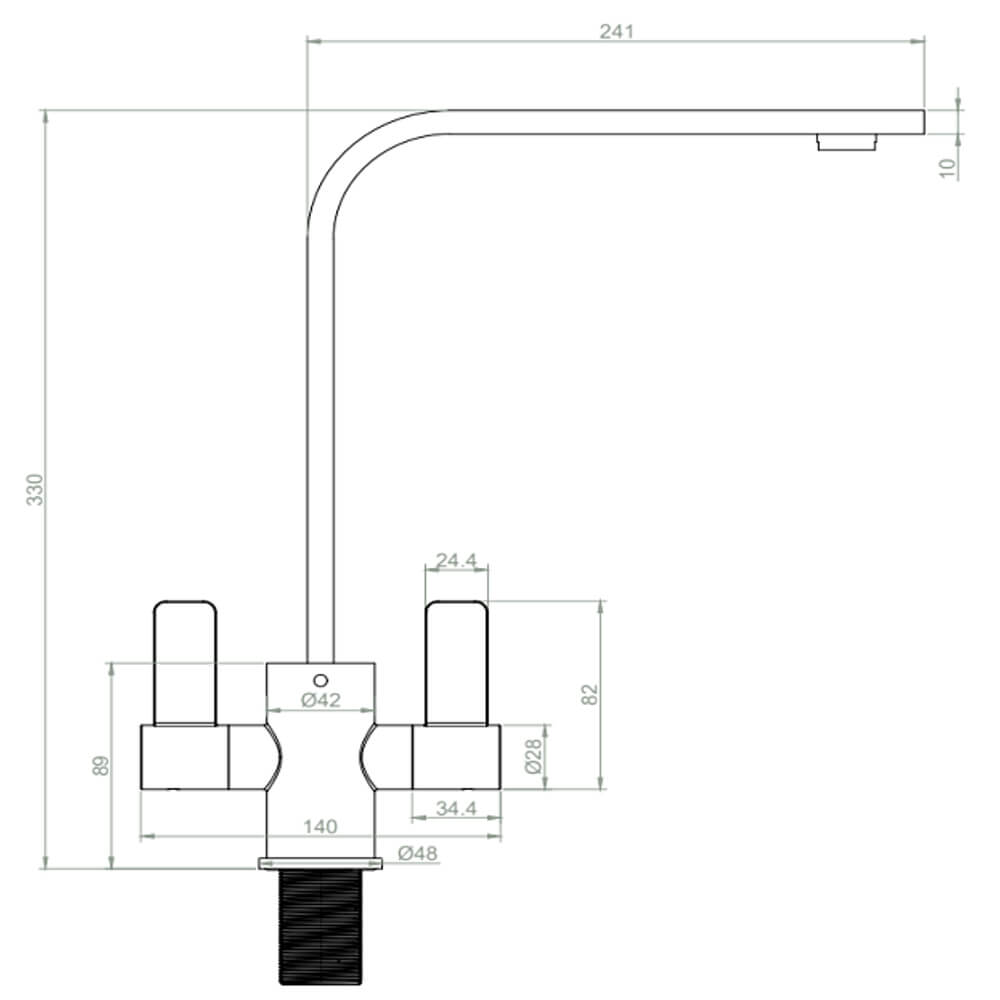 Quartz Black 1.5 Bowl Sink & Mesa Brass Tap Pack Tap Dimensions
