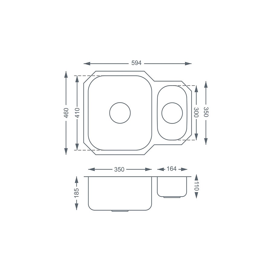 Premium Stainless Steel 1.5 Bowl Undermount Sink & Varone Copper Tap Pack Sink Dimensions
