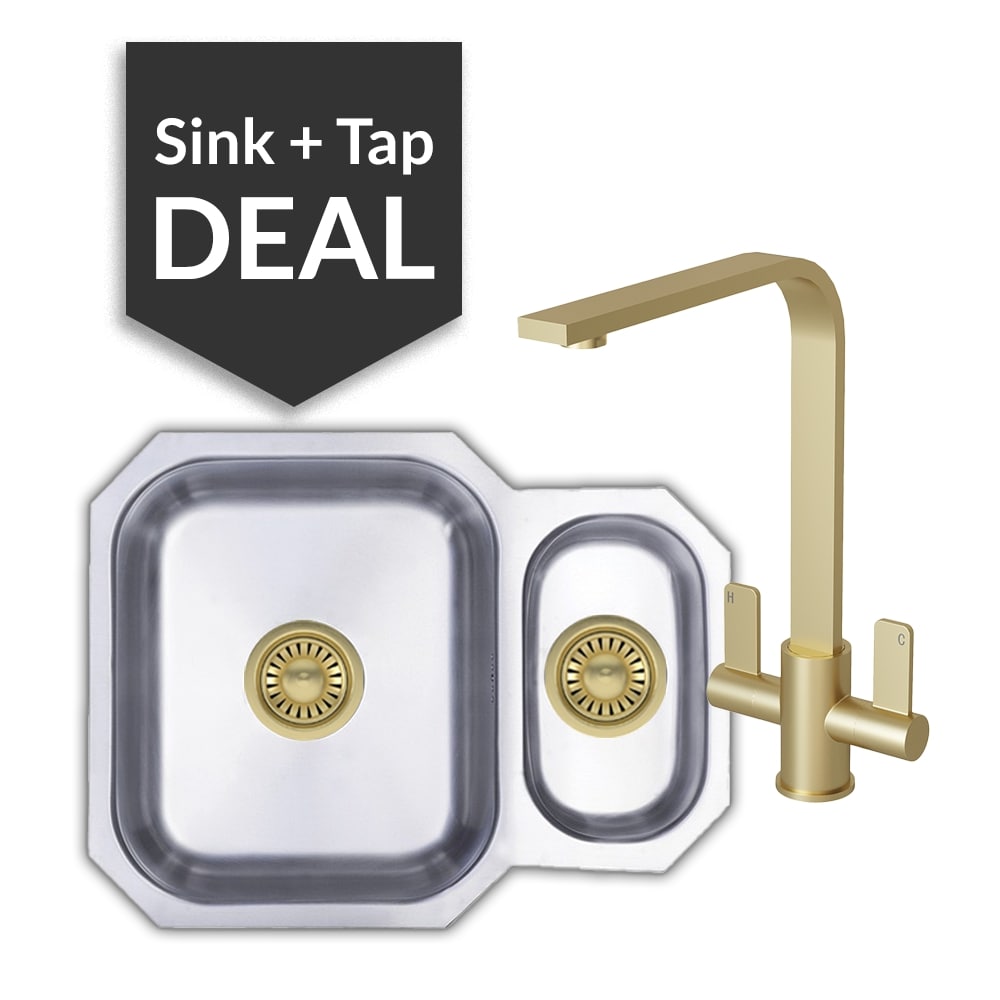 Premium Stainless Steel 1.5 Bowl Undermount Sink & Mesa Brass Tap Pack