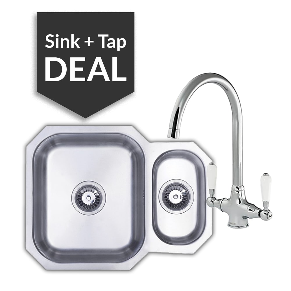 Premium Stainless Steel 1.5 Bowl Undermount Sink & Belmore Chrome Tap Pack