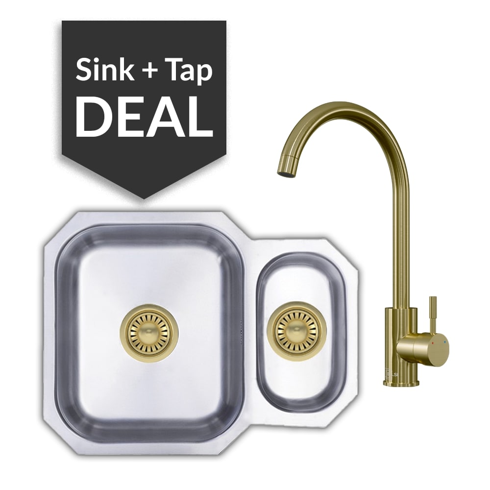 Premium Stainless Steel 1.5 Bowl Undermount Sink & Varone Brass Tap Pack