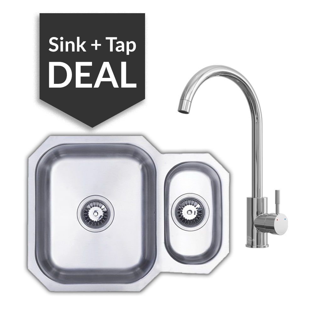 Premium Stainless Steel 1.5 Bowl Undermount Sink & Varone Chrome Tap Pack