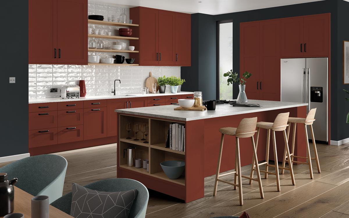 Tenby Tuscan Red Kitchen Cupboards