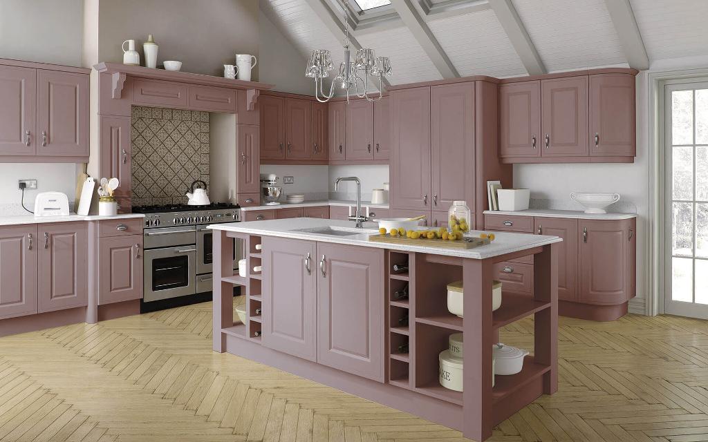 In-Frame effect kitchens in pink colours are on trend