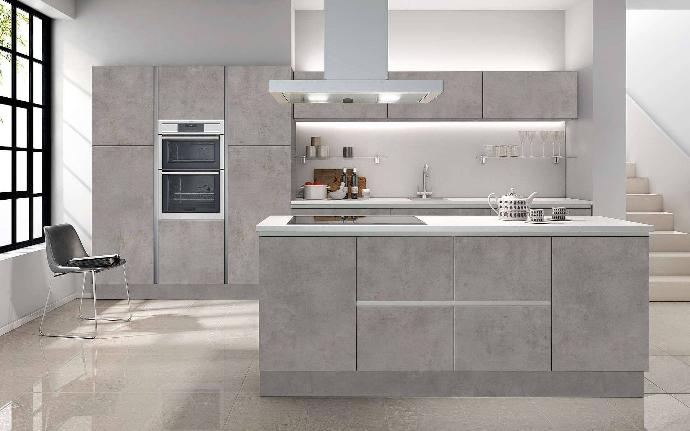 Senza Concrete Slab True Handleless Kitchen Units - Better Kitchens