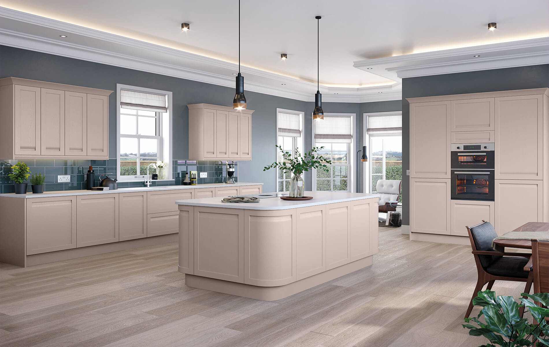 Haywood Cashmere Shaker with Handleless Detail Kitchen from Better Kitchens