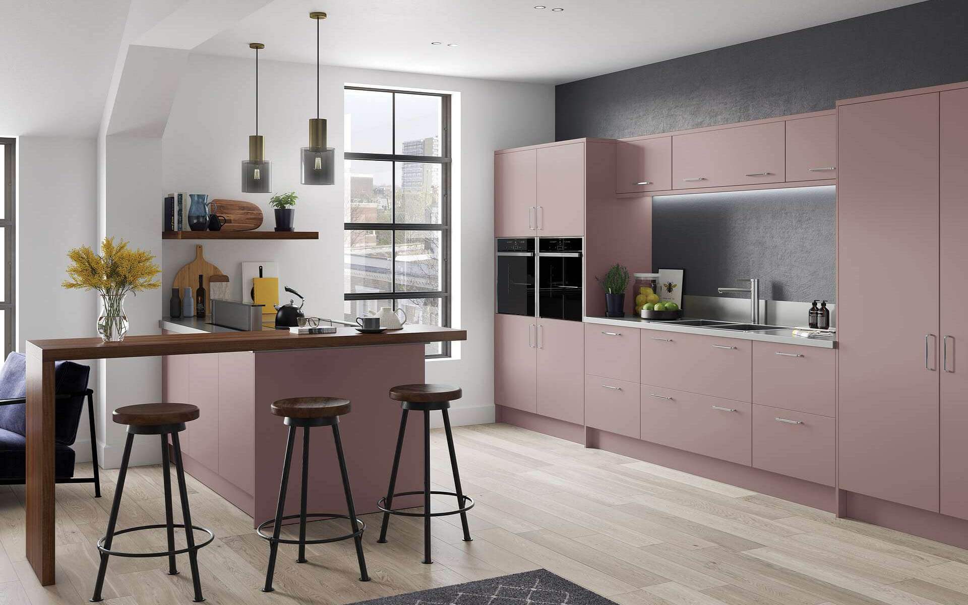 Artino Antique Rose Pink Modern Slab Door Kitchen Style - Better Kitchens