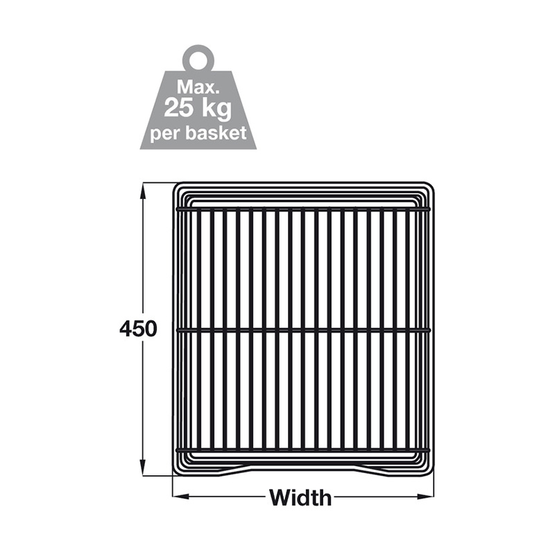 450mm Pull-Out Wire Basket - Set of 2 Dimensions