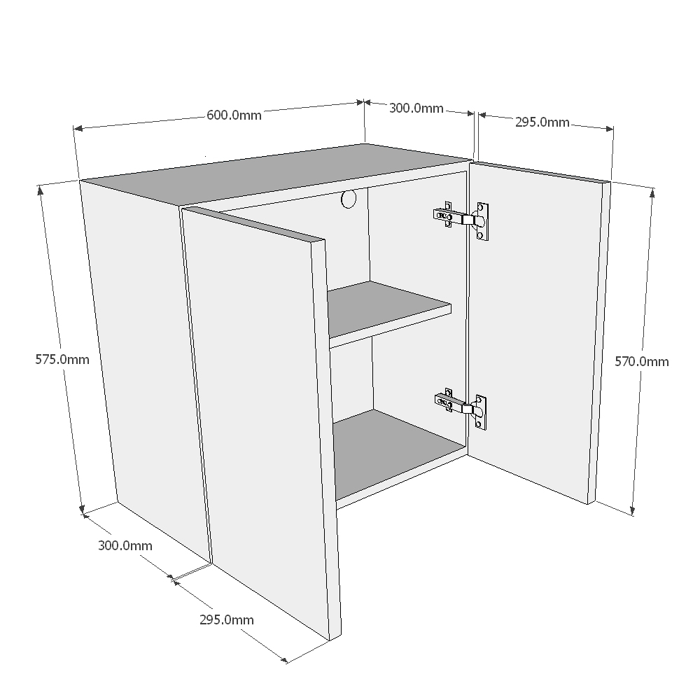 600mm Double Wall Unit (Low) Dimensions