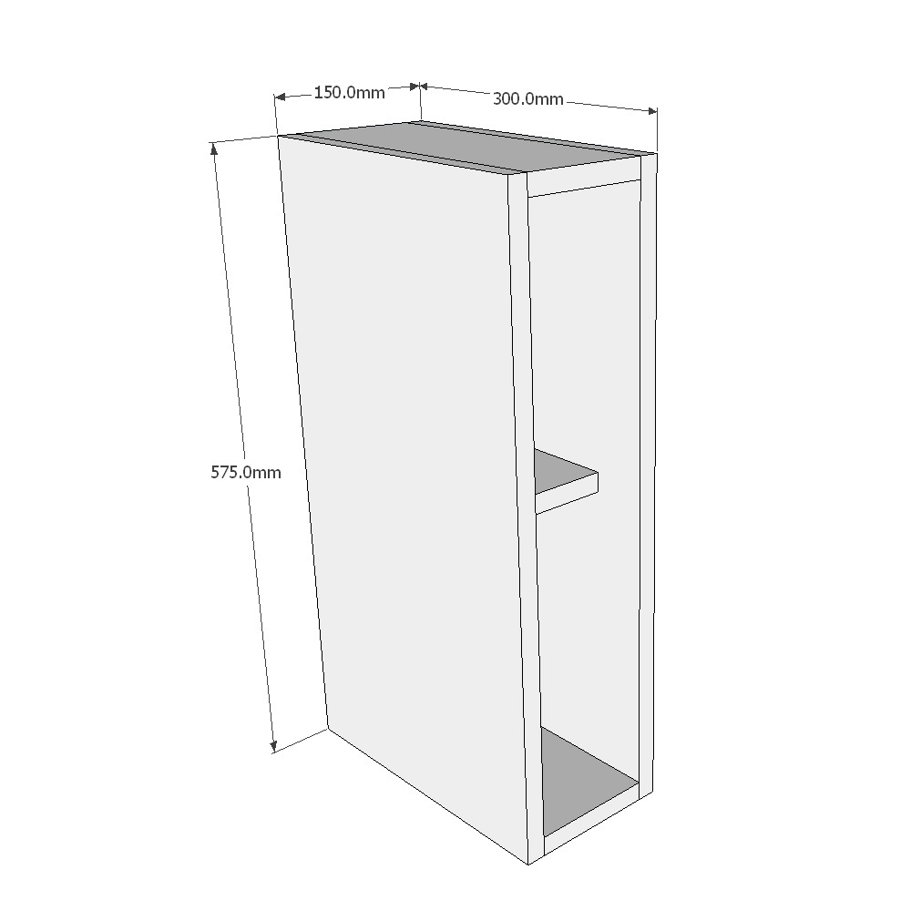 150mm Wall Open Display Unit (Low) Dimensions