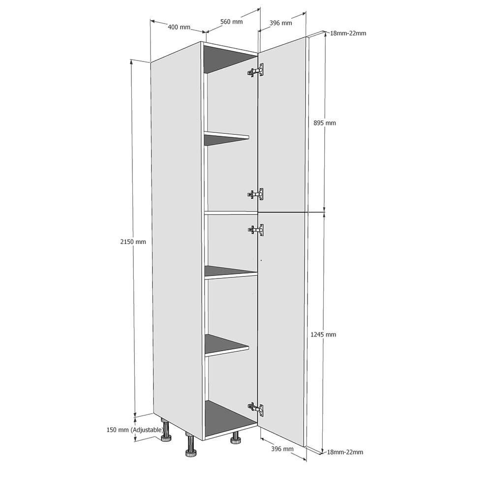 400mm Tall Larder Unit - 895mm Top Door (High) Dimensions