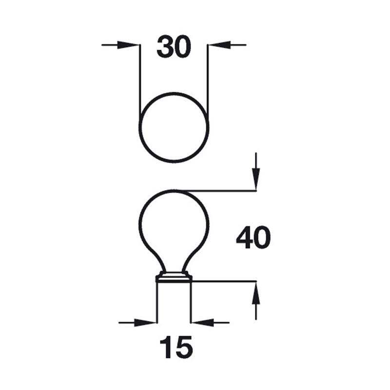 Odessa - Knob - Stainless Steel Dimensions