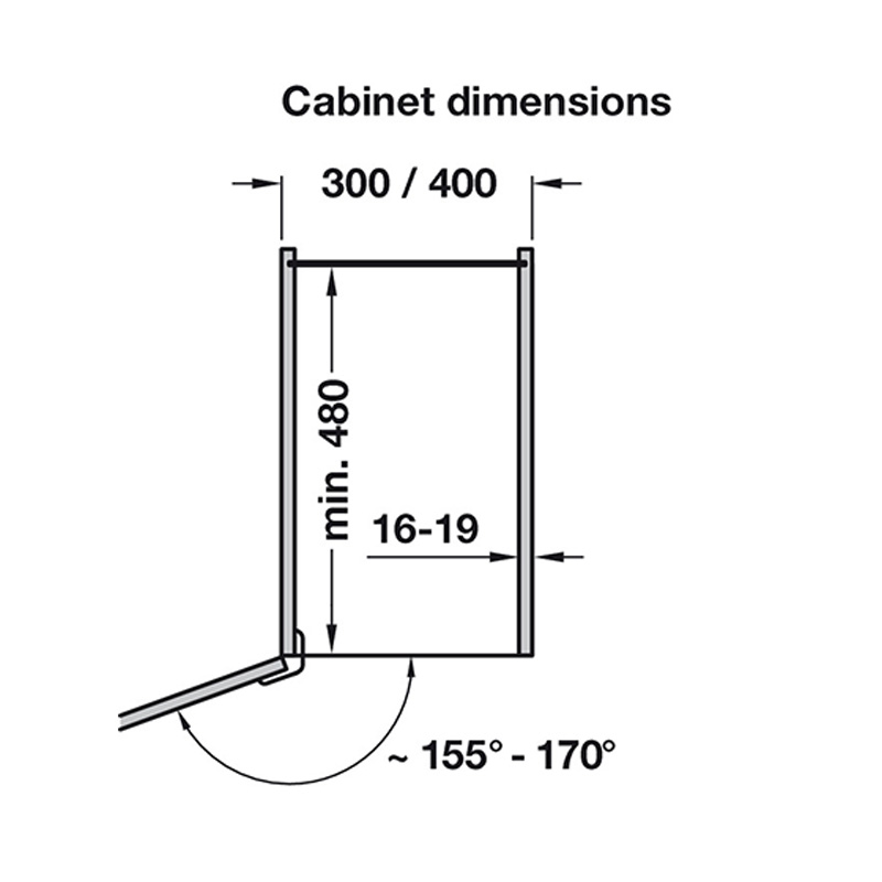 300mm Swing Out Larder Mechanism Cabinet Dimensions