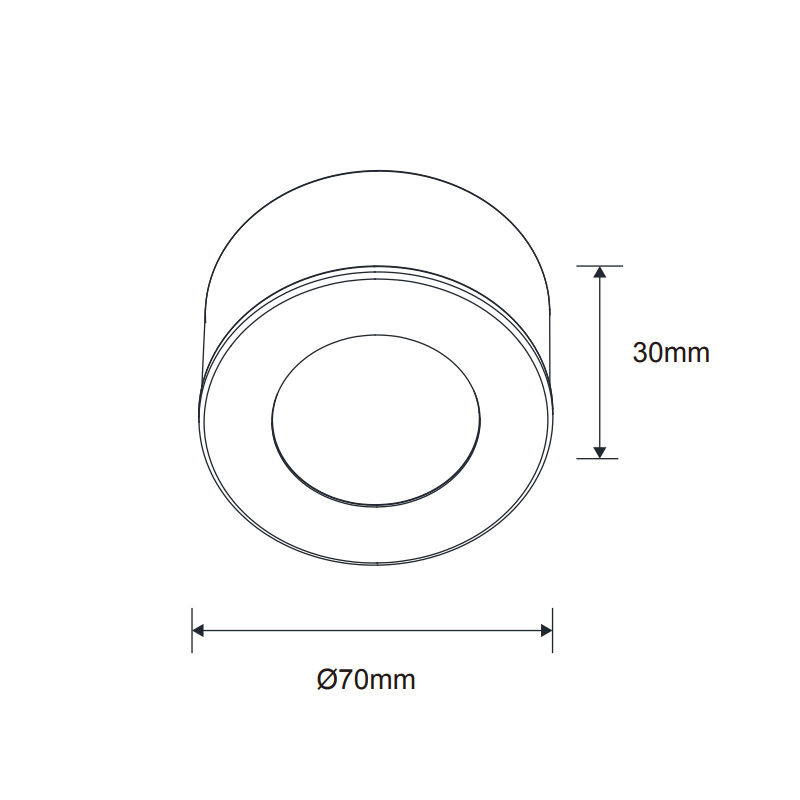Mains LED Cabinet Light (2.5w) - Round Dimensions