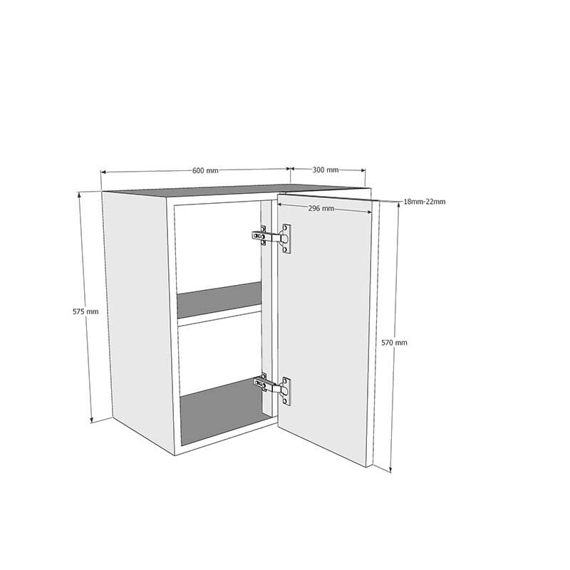 600mm Standard Corner Wall Unit With Adjustable Corner Post - 300mm LH ...