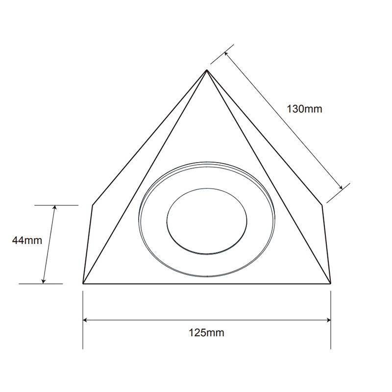 Mains LED Cabinet Light (2.5w) - Triangle Dimensions