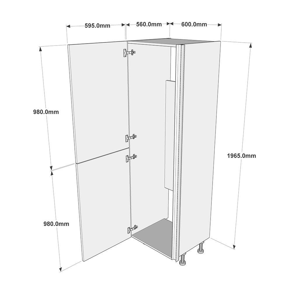 600mm True Handleless 50/50 Fridge Freezer Housing - LH Hinge (Medium) Dimesions