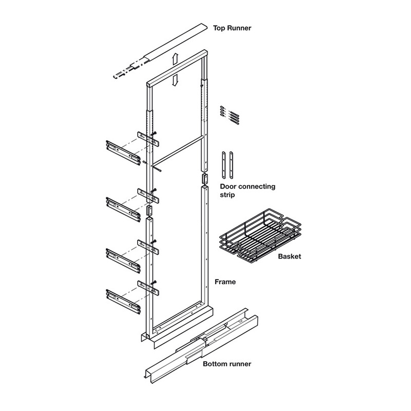 300mm Soft Close Pull Out Larder Mechanism Dimensions