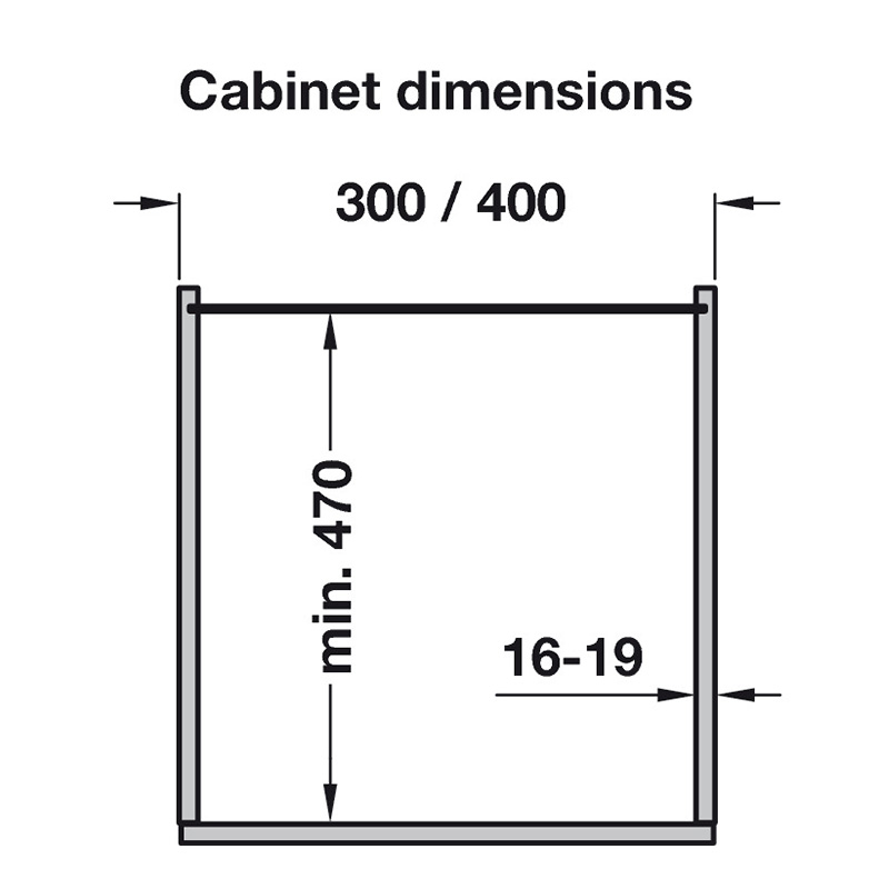 400mm PLANERO Soft Close Pull Out Larder Mechanism Cabinet Dimensions