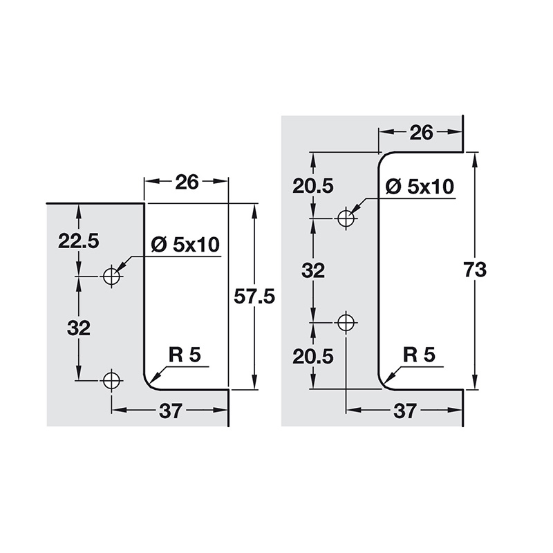 Quick Fix Brackets - for True Handleless Profile Position Dimensions
