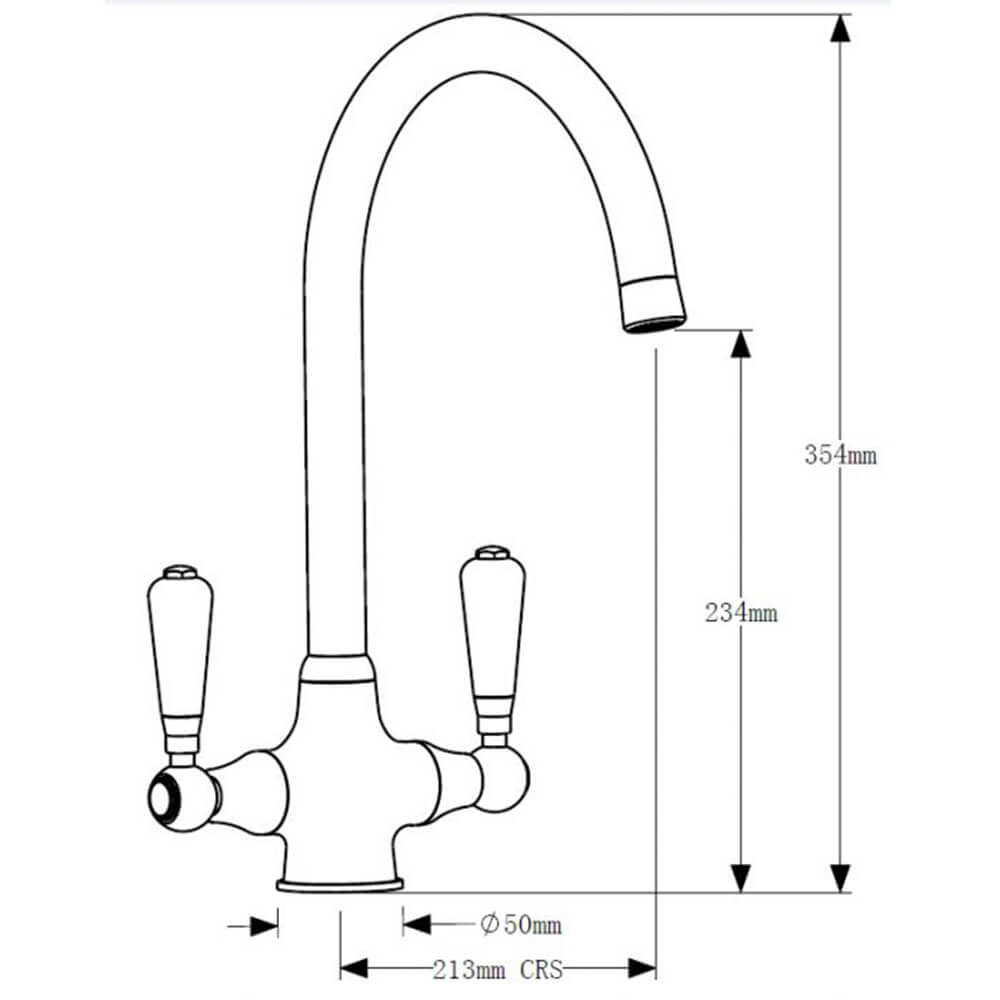 Belmore Tap - Chrome & White Dimensions