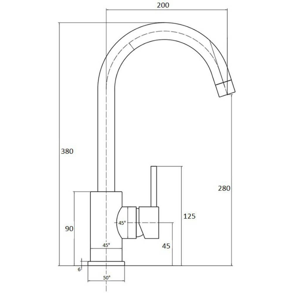 Varone Tap - Brass Dimensions