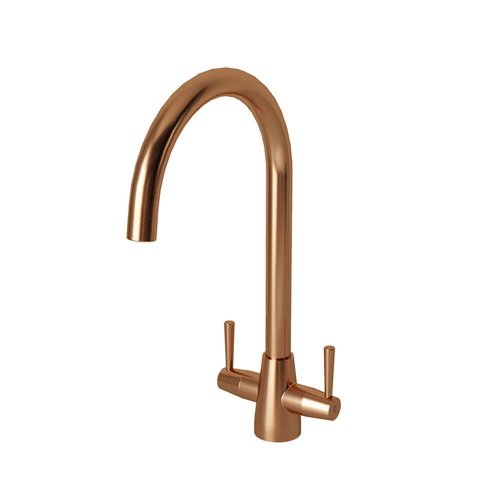 Premium Stainless Steel 2 Bowl Sink & Cascade Copper Tap Pack Tap Image