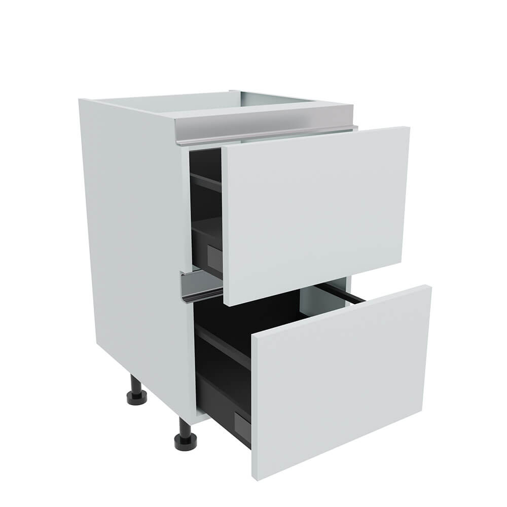 500mm True Handleless 2 Drawer Base Unit