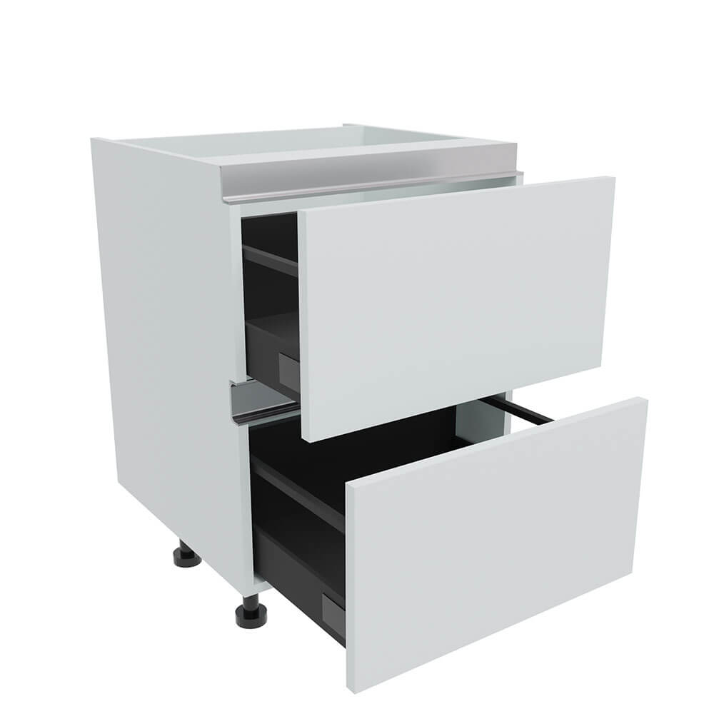 600mm True Handleless 2 Drawer Base Unit