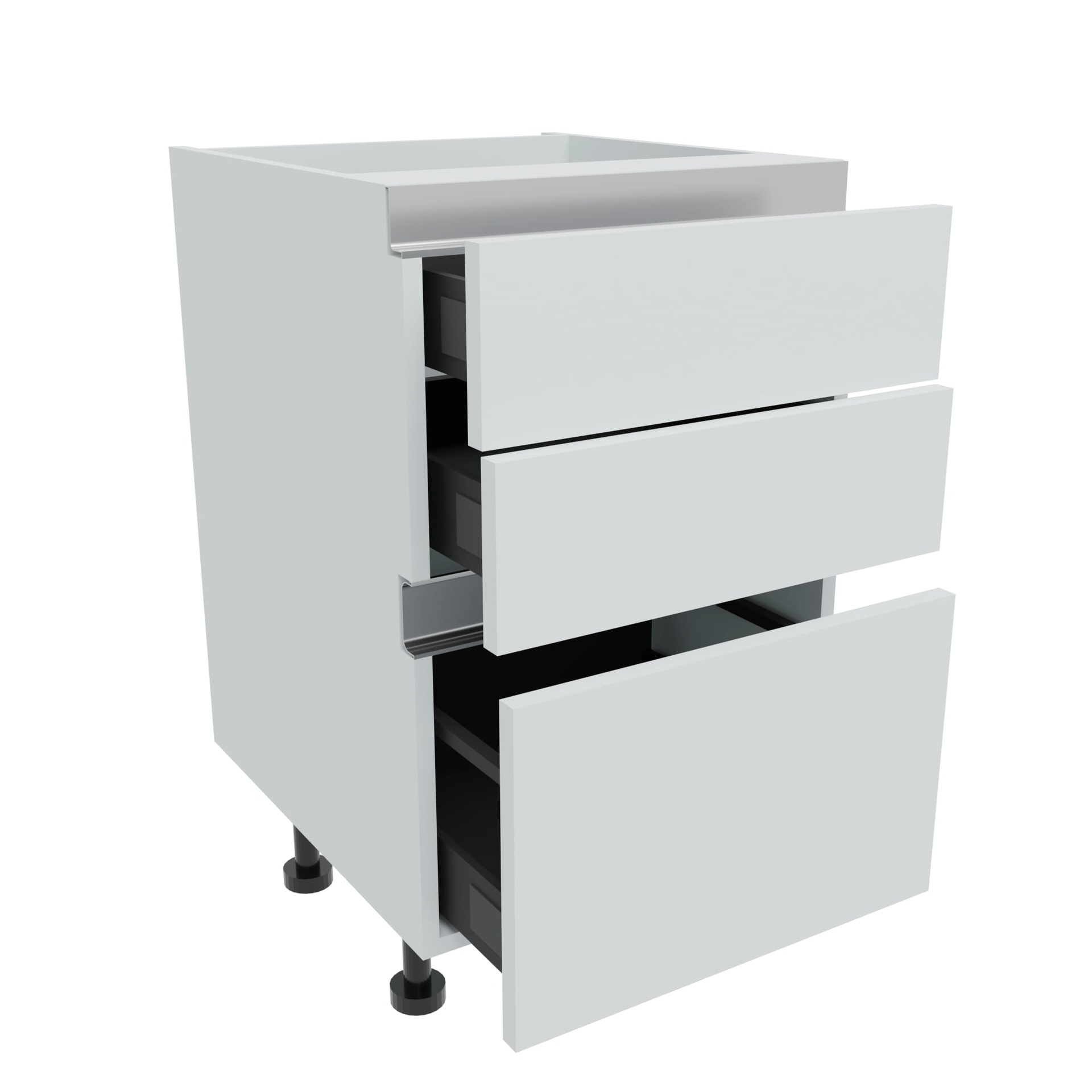 500mm True Handleless 2+1 Pan Drawer Base Unit