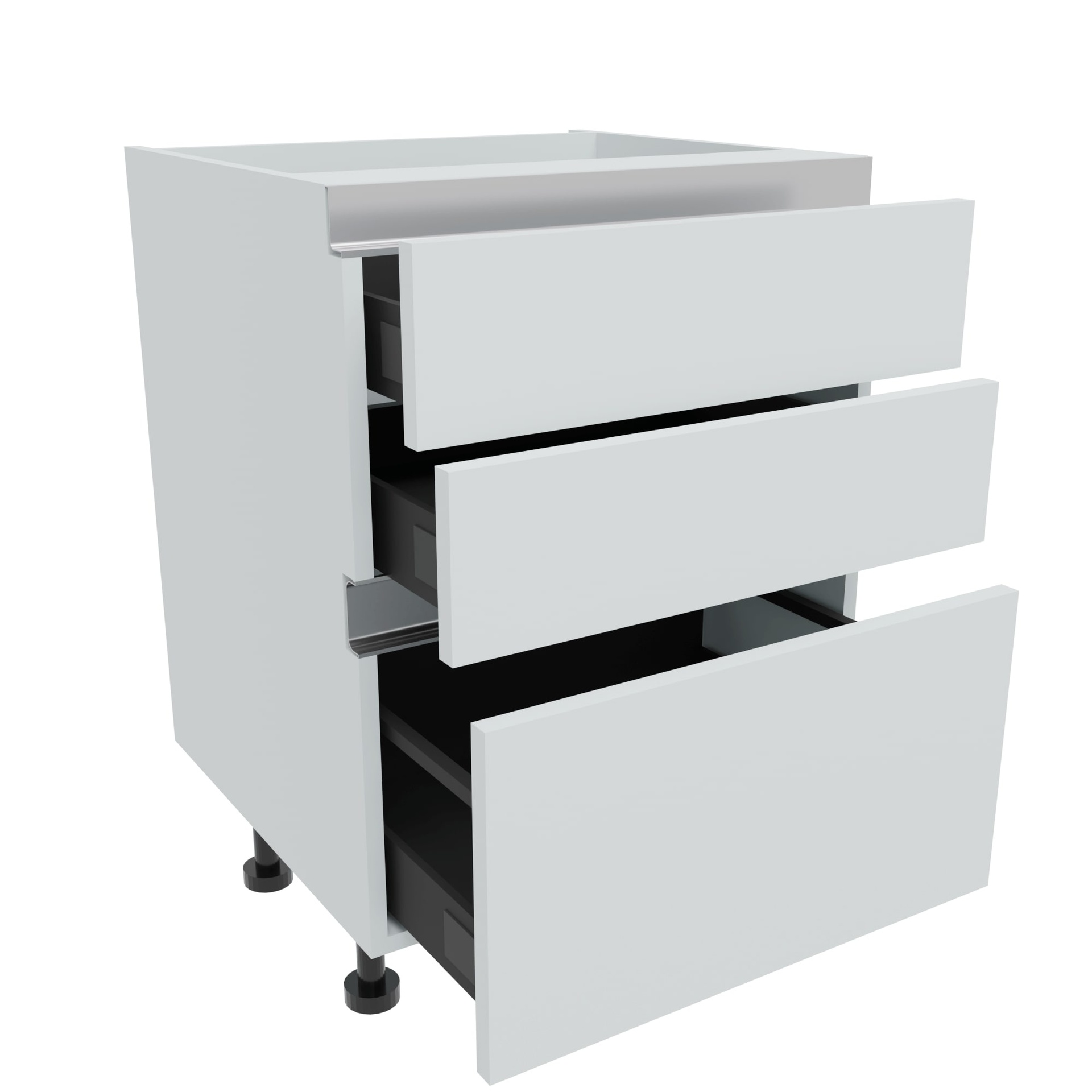 600mm True Handleless 2+1 Pan Drawer Base Unit