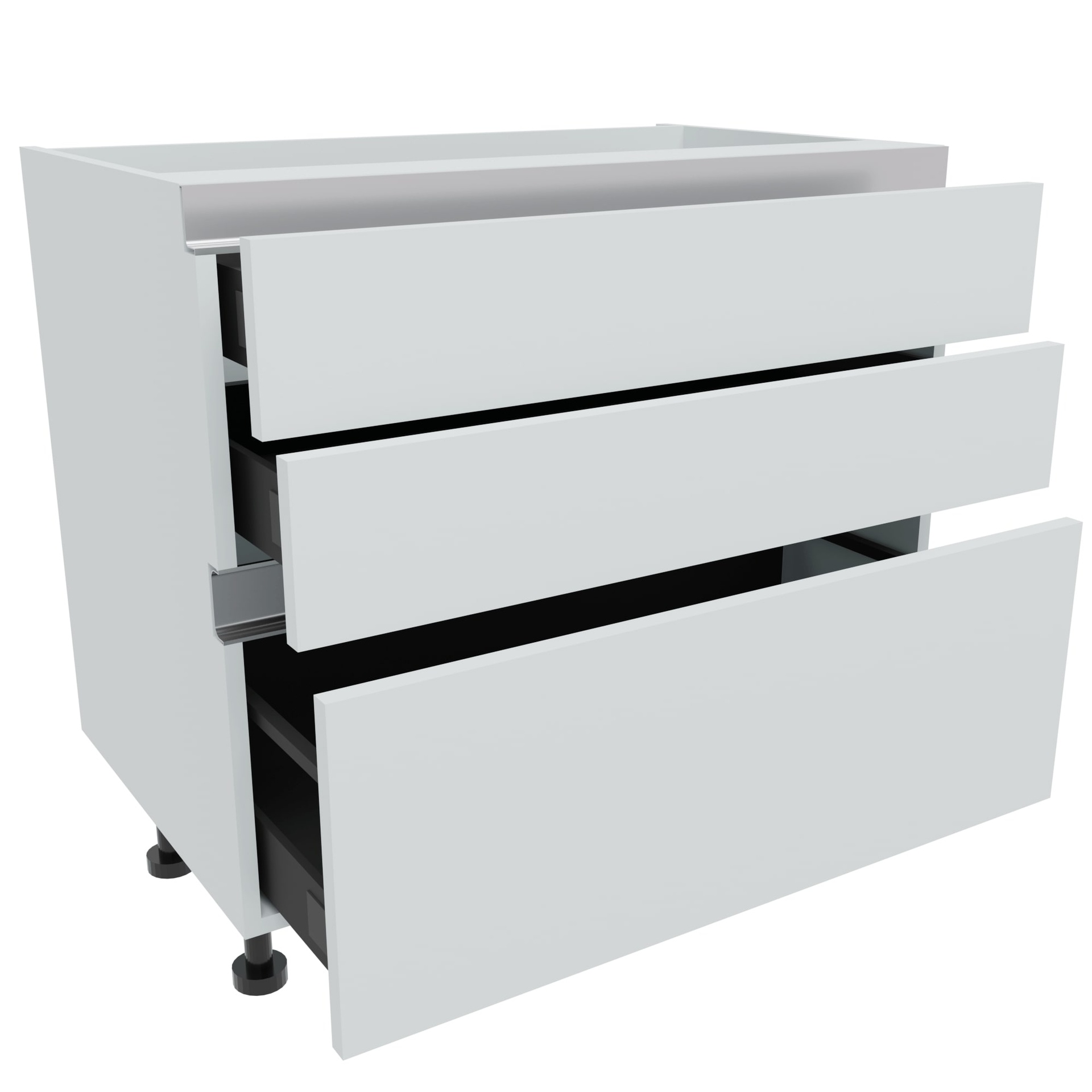 900mm True Handleless 2+1 Pan Drawer Base Unit