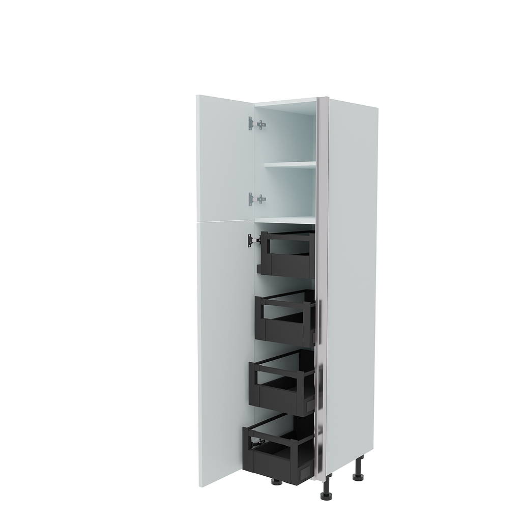 400mm True Handleless Larder Unit with 4 x Internal Drawers - LH Hinge (Low)