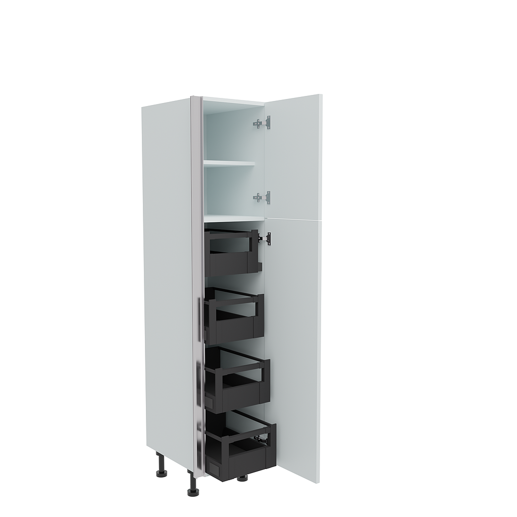 400mm True Handleless Larder Unit with 4 x Internal Drawers - RH Hinge (Low)