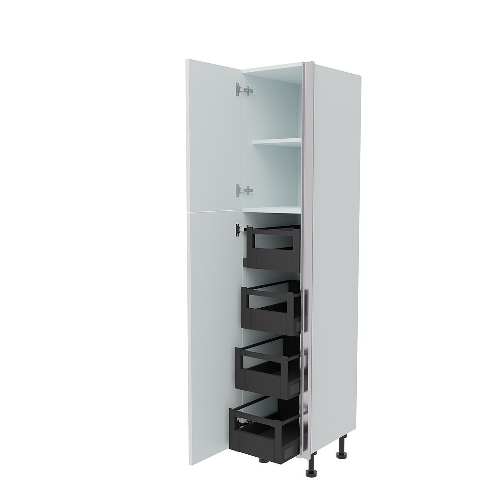 400mm True Handleless Larder Unit with 4 x Internal Drawers - LH Hinge (Medium)