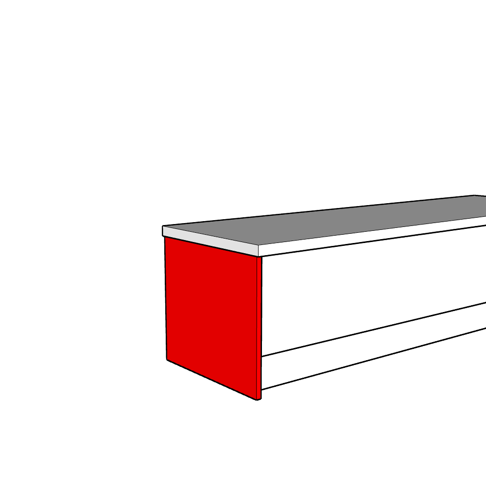 Bewdley (Premium Colours) Base End Panel - Plain - Half Height - 530 x 625 x 18mm