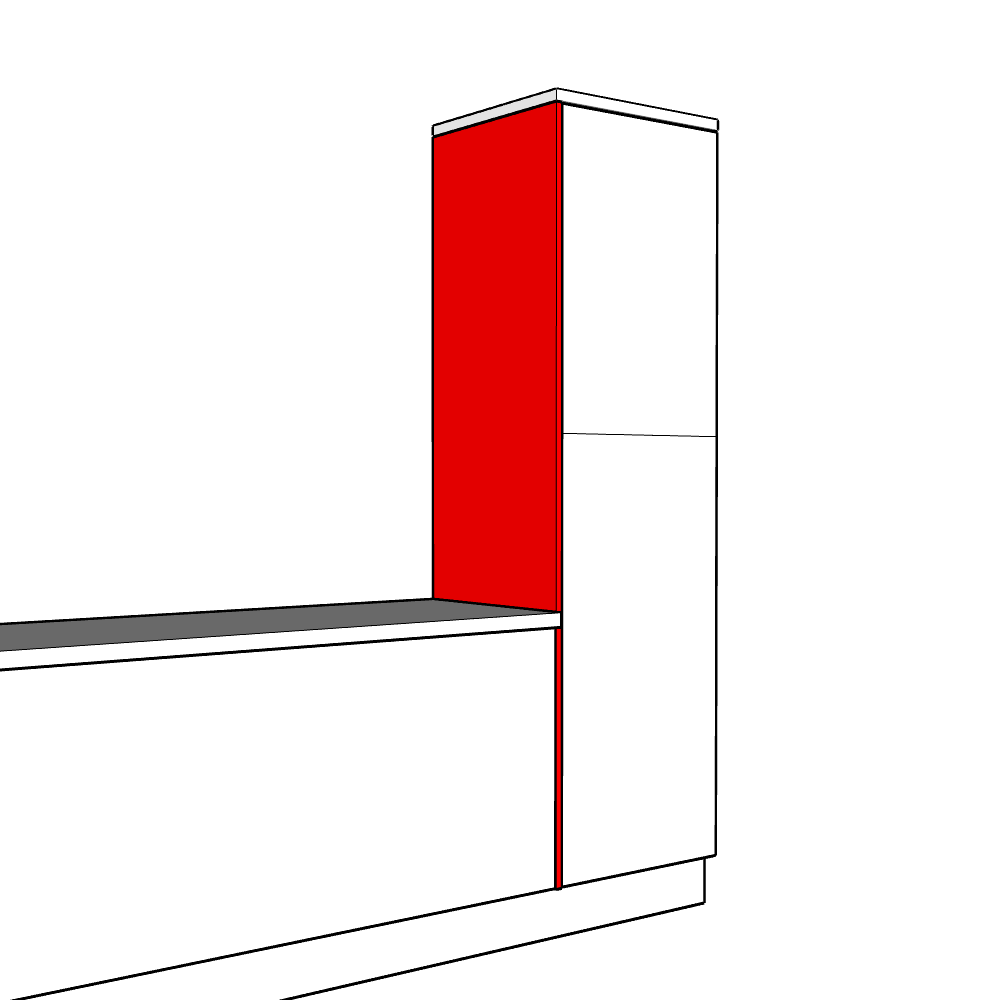 Bewdley Inline Tall End Panel - Plain - High Larder Height - 2150 x 625 x 18mm