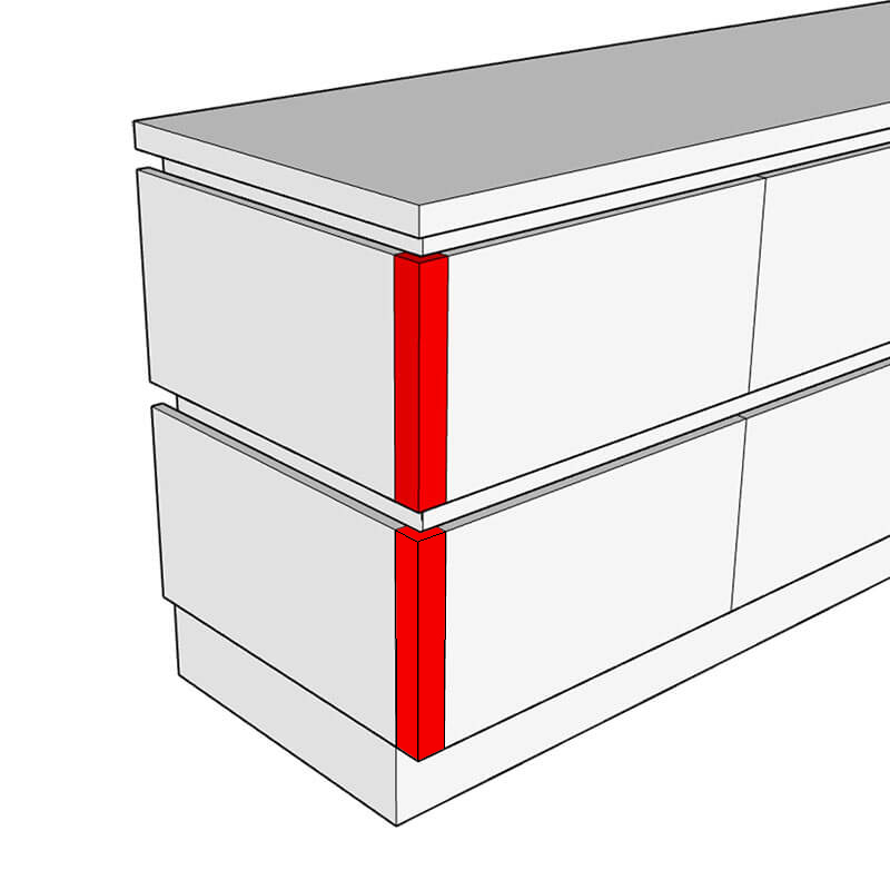 2 x Denia (On-trend Colours) External Corner Post - 325 x 46 x 46mm (For use with TH 2 Pan Drawer Units)