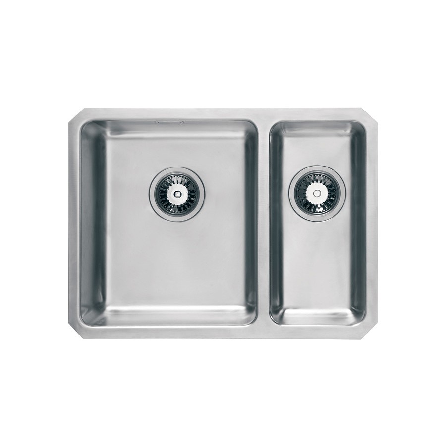 Brett 1.5 bowl Brushed Steel Undermount Sink - LH Main Bowl