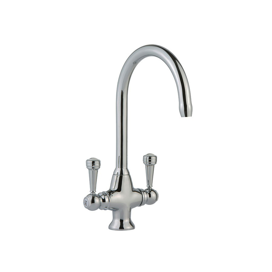 Sevron Brushed Steel Twin Lever Mixer Tap