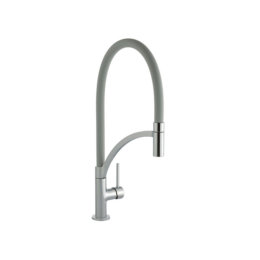 Garone pull out Grey and Brushed Steel Single Lever Mixer Tap