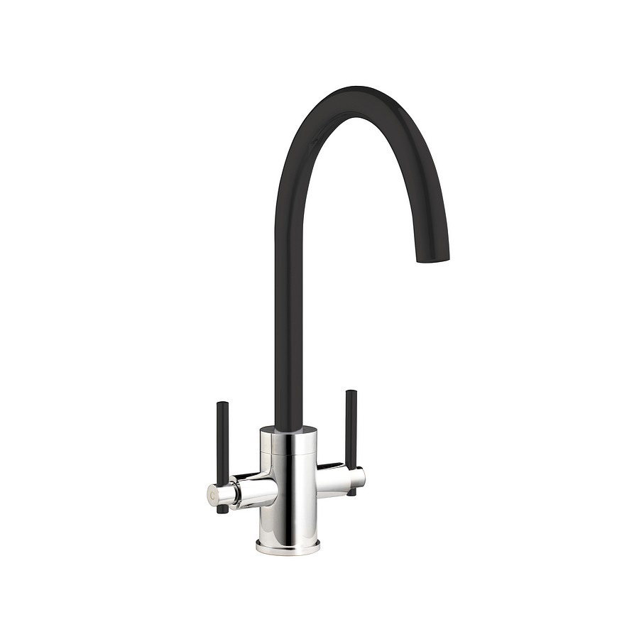 Seine Black and Chrome Twin Lever Mixer Tap