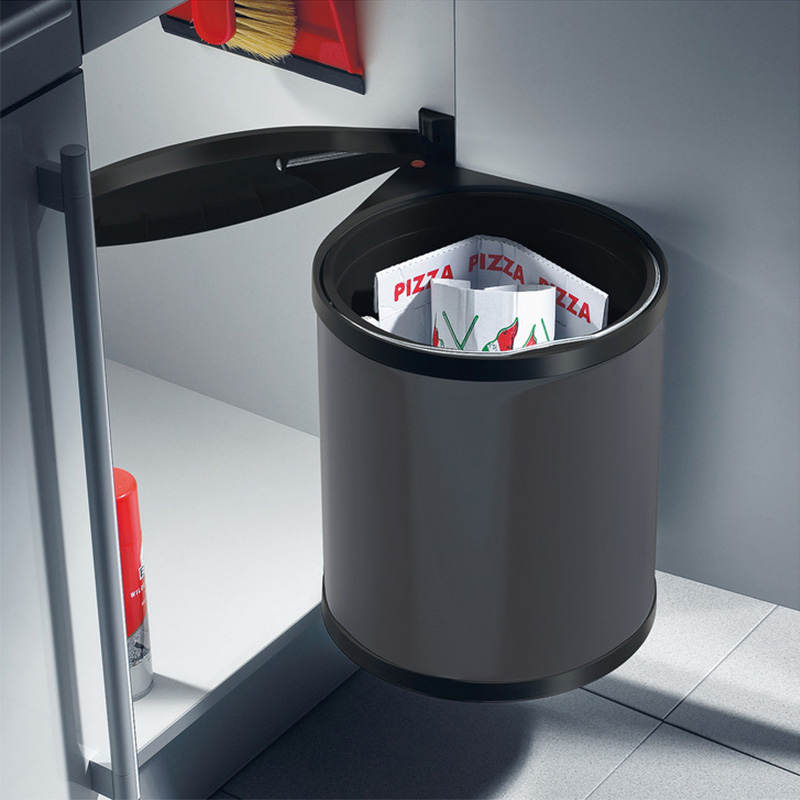 Door Mounted Waste Bin - 15 Litre - min 400mm Wide Unit - Slate Grey