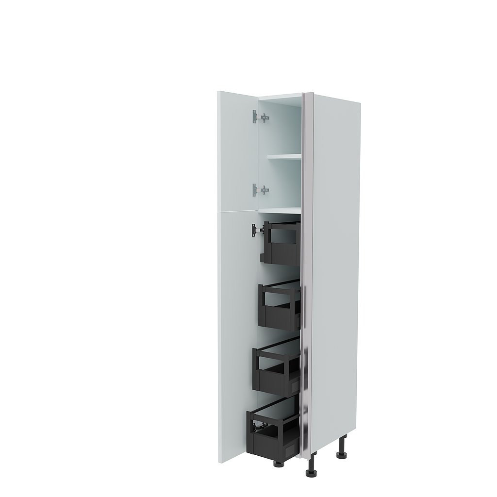 300mm True Handleless Larder Unit with 4 x Internal Drawers - LH Hinge - (Low)