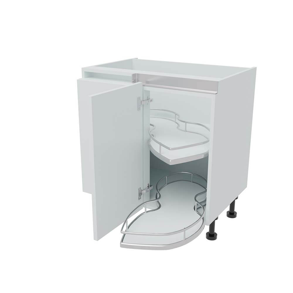 800mm True Handleless Highline Corner Base Unit - Corner Pull Out Shelving - 400mm Door (Left Blank)