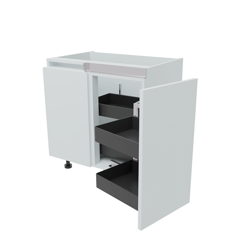 800mm True Handleless Highline Corner Base Unit - Planero Swing Out Corner - 400mm Door (Left Blank)