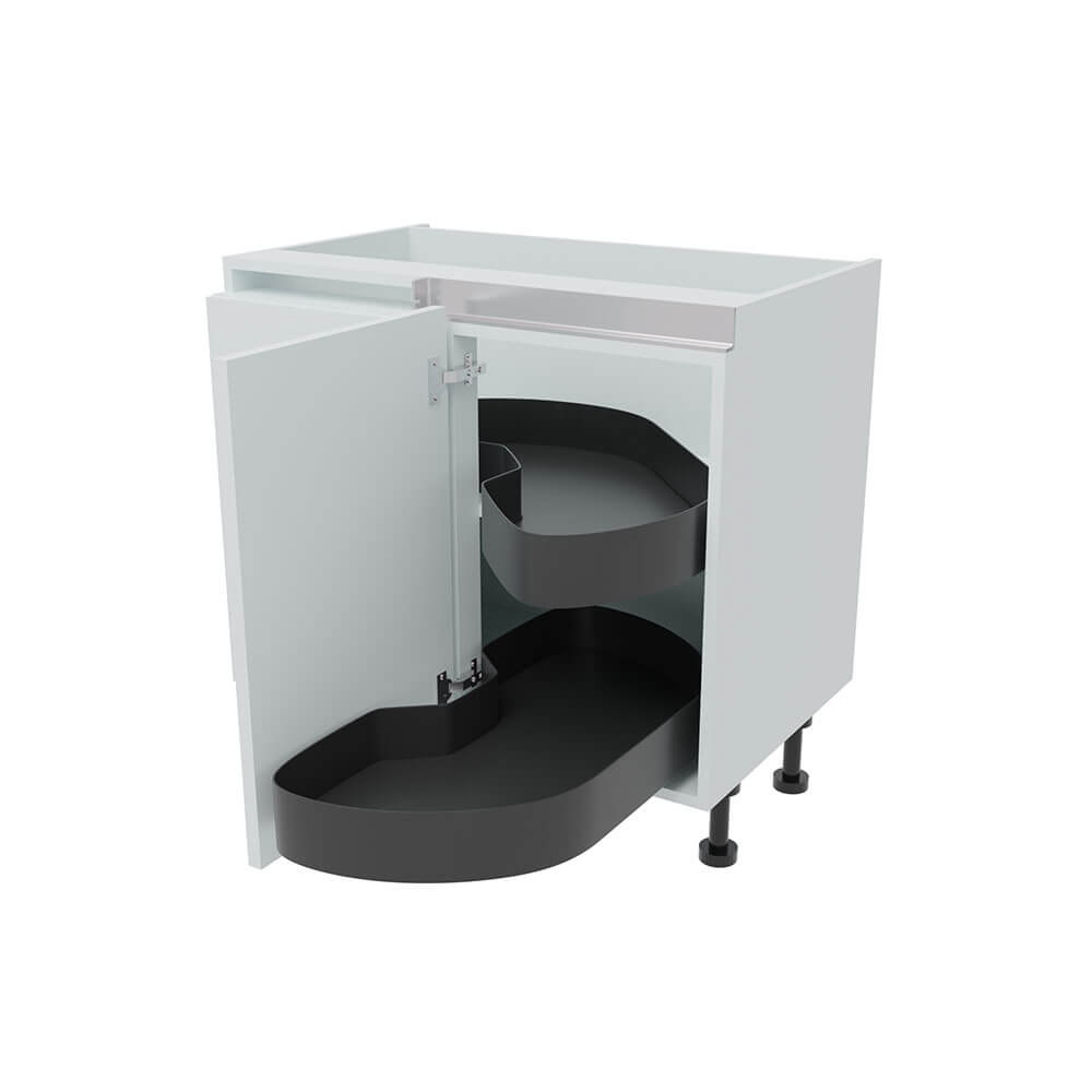 900mm True Handleless Highline Corner Base Unit - LAVA Corner Pull Out Shelving - 450mm Door (Left Blank)