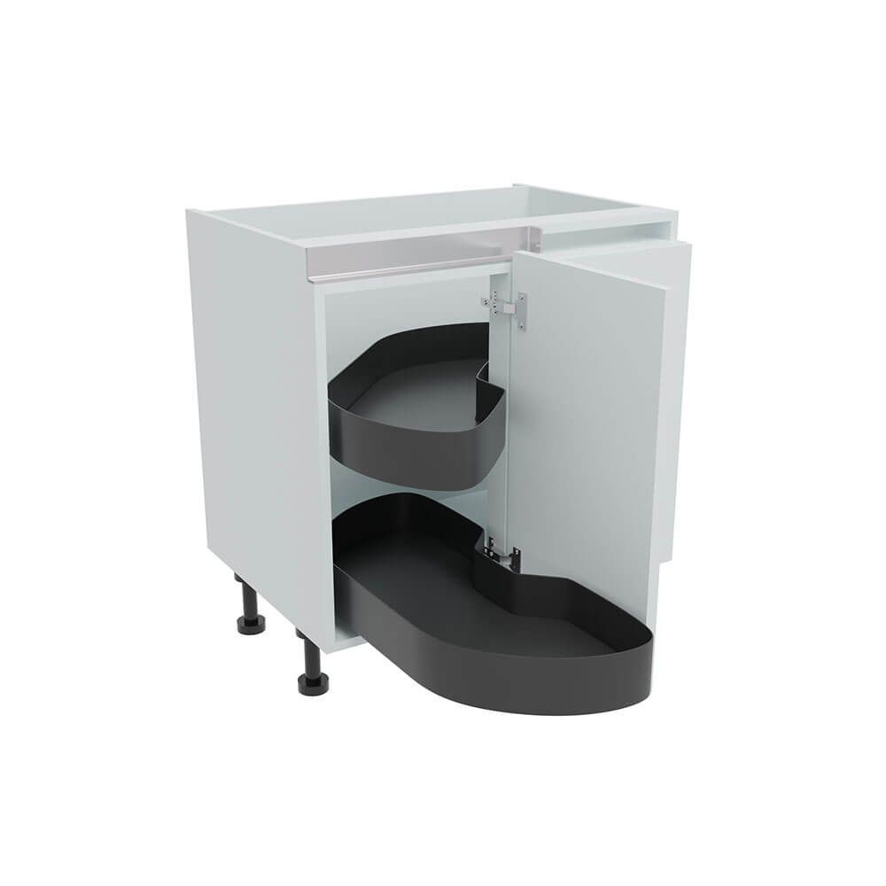 800mm True Handleless Highline Corner Base Unit - LAVA Corner Pull Out Shelving - 400mm Door (Right Blank)