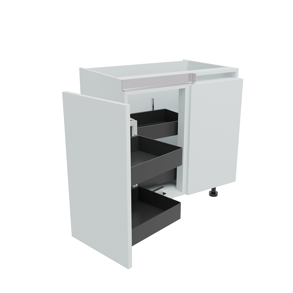 800mm True Handleless Highline Corner Base Unit - Planero Swing Out Corner - 400mm Door (Right Blank)